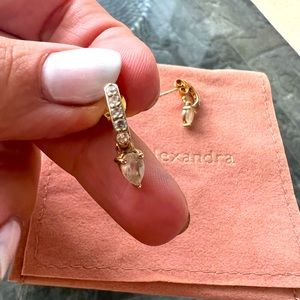 Leah Alexandra earrings gold plated with moon stone and crystal